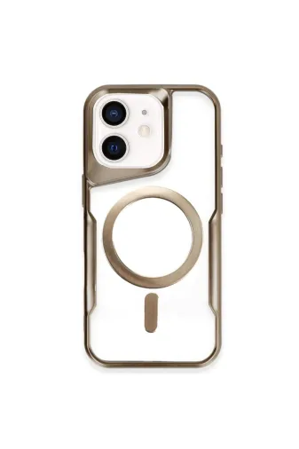Newface Apple iPhone 12 Kılıf Boyi Magsafe Silikon Kapak - Kahverengi