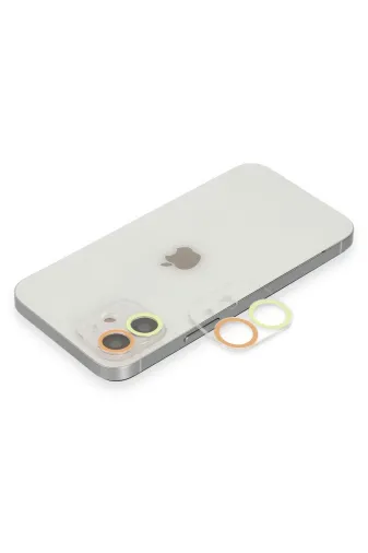 Newface Apple iPhone 12 Mini Renkli Kamera Lens Koruma Cam - Sarı-Turuncu