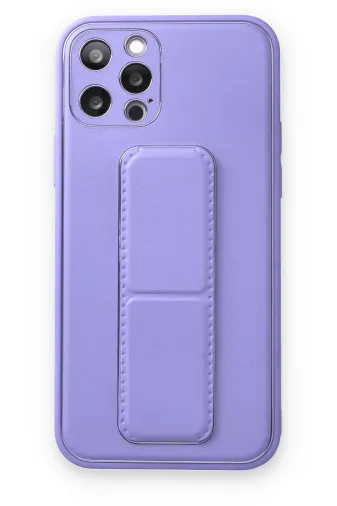 Newface Apple iPhone 12 Pro Kılıf Coco Deri Standlı Kapak - Koyu Lila