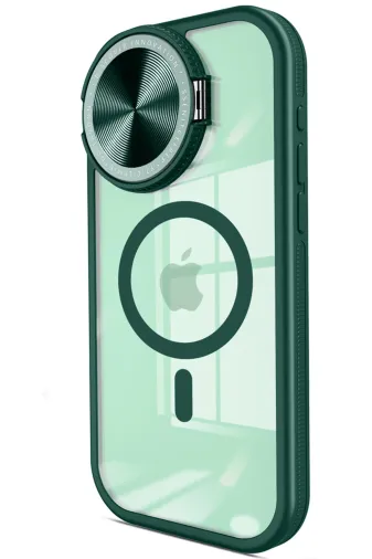 Newface Apple iPhone 14 Pro Max Kılıf Teleskop Lens Magsafe Silikon Kapak - Koyu Yeşil