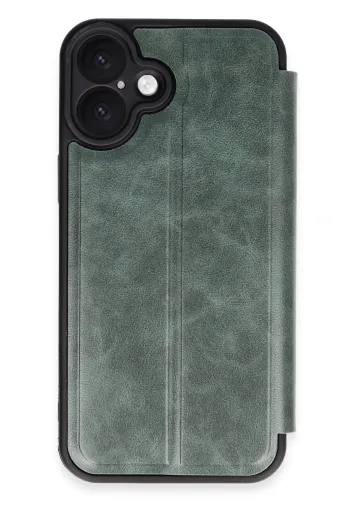 Newface Apple iPhone 16 Kılıf Flip Cover - Koyu Yeşil
