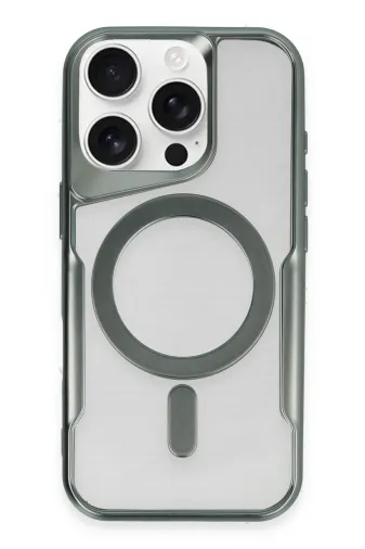 Newface Apple iPhone 16 Pro Kılıf Boyi Magsafe Silikon Kapak - Yeşil