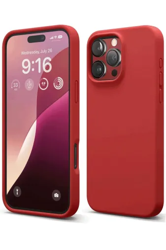 Newface Apple iPhone 16 Pro Max Kılıf Nano içi Kadife Silikon - Kırmızı