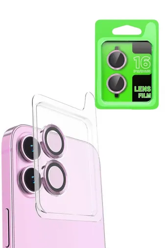 Newface Apple iPhone 16 Raze Metal Kamera Lens - Pembe