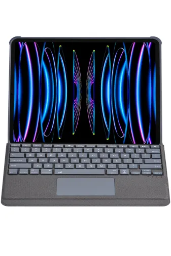 Newface Apple T5509D iPad Pro 12.9 (2022) Kılıf Palermo Ledli Klavyeli Standlı Tablet Kılıfı - Siyah