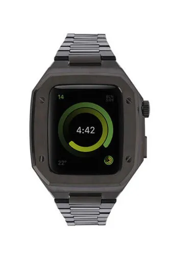 Newface Apple Watch 44mm Metal Petek Kasalı Kordon - Siyah