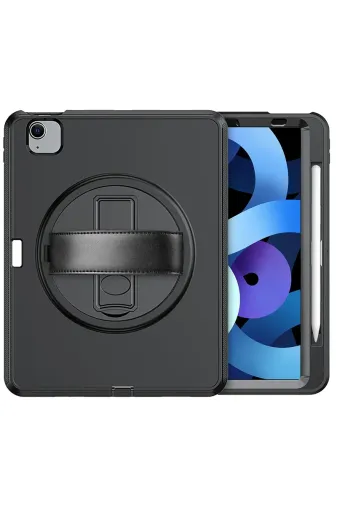 Newface iPad 2022 10.9 (10.nesil) Kılıf Hand Strap Tablet Kılıfı - Siyah