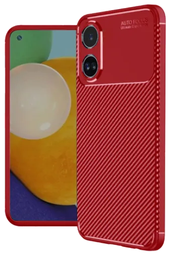 Newface Oppo A38 Kılıf Auto Focus Karbon Kapak - Kırmızı