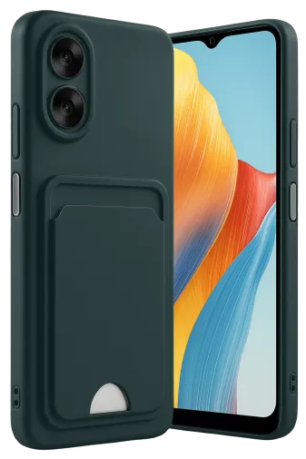 Newface Oppo A38 Kılıf Kelvin Kartvizitli Silikon - Koyu Yeşil