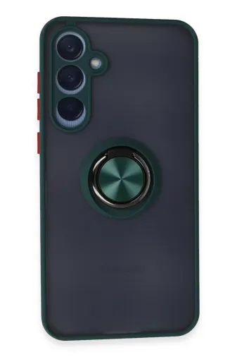Newface Samsung Galaxy A35 5G Kılıf Montreal Yüzüklü Silikon Kapak - Yeşil