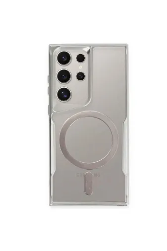 Newface Samsung Galaxy S24 Ultra Kılıf Boyi Magsafe Silikon Kapak - Gümüş