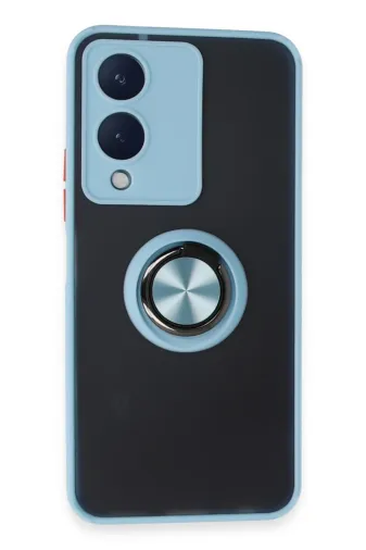 Newface Vivo Y17S Kılıf Montreal Yüzüklü Silikon Kapak - Buz Mavi