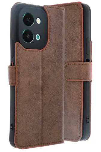 Newface Vivo Y28 Kılıf Trend S Plus Kapaklı Kılıf - Taba