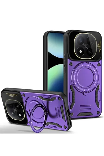 Newface Xiaomi Redmi Note 14 Pro 4G Kılıf Joy Lens Standlı Kapak - Mor