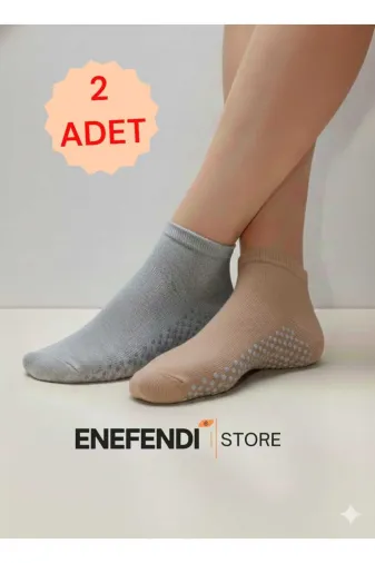NF ND ENEFENDİ YOGAEKO 2 Çift Kaydırmaz Unisex Yoga, Pilates, Tavaf Çorabı | Spor Patik Çorap |Gri | Açıkkahve 36-40