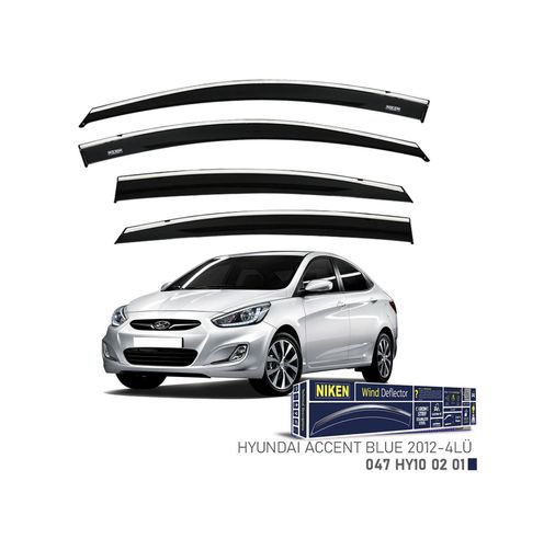Niken 122396221 Hyundaı Accent Blue Cam Rüzgarlığı Kromlu 4&apos Lü 2012+ Sonrası