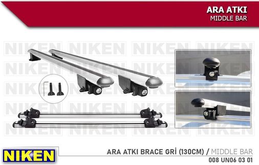 Niken 41075653 Araç Üstü Ara Atkı Tavan Barı Bagaj Brace Gri 130 Cm