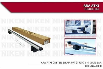 Niken 41993849 Araç Üstü Ara Barı Bagaj Taşıyıcı-Gri Üstten Sıkıştırmalı Alümi