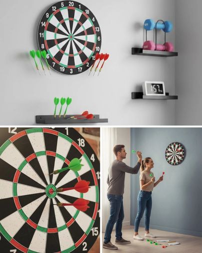 Nm-store 119489208 Şık Tasarımlı 15 İnç Dart Tahtası Metal Uçlu 4 Ok Seti