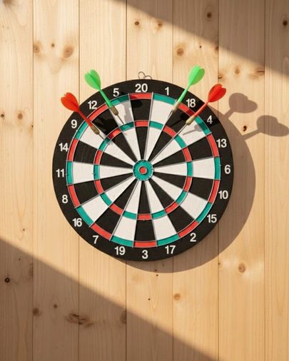 Nm-store 119489229 15 İnç Dart Tahtası 4 Metal Uçlu Dart Oku Dayanıklı Ahşap Gövde