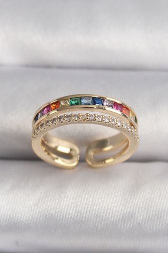 Nm-store BYK3884-BLNC Pirinç Gold Renk Renkli Zirkon Taşlı Kadın Yüzük Çok Renkli 29878790