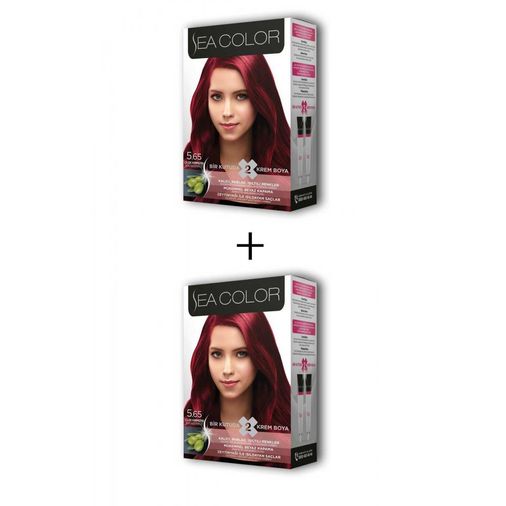 No:5.65No:5.65 Sea Color 2X2 Tüp Krem Saç Boyası Seti Çilek Kırmızısı No:5.65