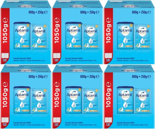 Nutrıcıa Aptamil Pronutra 1050GR (800+250GR) Devam Sütü No:4 (1 Yaş ve Üzeri) Avantaj Pk (6 Lı Set)