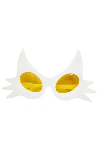 NW NessiWorld casaxmlSMR-D118-BEYAZ Beyaz Renk Bıyık Tasarımlı Kedi Parti Gözlüğü 19X11 Cm