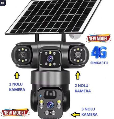 O-KAM Pro 6060 4G Solar 6MP PTZ Kamera 3 Lensli