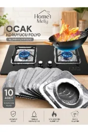 Ocak Üstü Leke Önleyici Yıkanabilir Isıya Dayanıklı Izgara Koruyucu Folyo 10 Adet