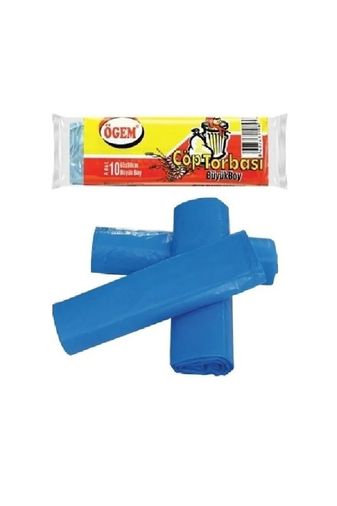 Ögem RT-RYL-HMR10882 Büyük Boy Çöp Torbası 65 X 80 Cm 10 Lu Rulo X 1 Paket = 10 Adet (Mavi)
