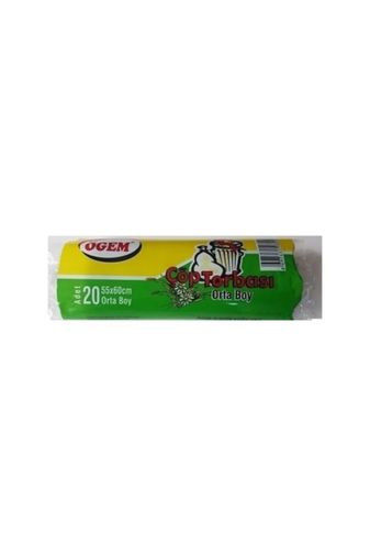 Ögem RT-RYL-HMR10884 Orta Boy Çöp Torbası 55 X 60 Cm 20 Li Rulo X 1 Paket = 20 Adet (Siyah)