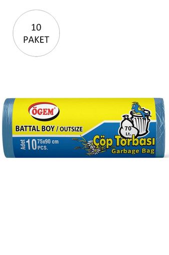 Ögem RT-RYL-HMR10925 Battal Boy Çöp Torbası 75 X 90 Cm 10 Lu Rulo X 10 Paket = 100 Adet (Mavi)