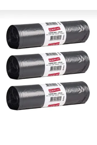 OLY908 Bhr Tem-Koroplastendüstriyel Jumbo Boy Çöp Poşeti Siyah 10 Lu 80 X 110 Cm X 3 Paket