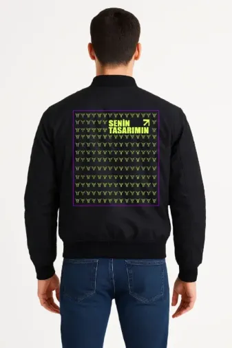 Ön Arka Bomber Ceket - Siyah - XL - Siyah