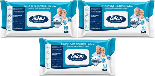 Önlem Hijyenik Vücut Temizleme Islak Mendil Havlu 150 Yaprak (3PK*50)