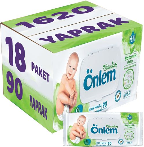 Önlem Islak Havlu Mendil 90 Yaprak Botanika Özlü (18 Li Set) Plastik Kapaklı 1620 Yaprak
