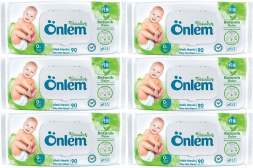 Önlem Islak Havlu Mendil 90 Yaprak Botanika Özlü (6 Lı Set) Plastik Kapaklı 540 Yaprak