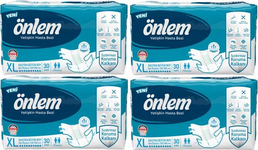 Önlem Yetişkin Bezi Bel Bantlı Tekstil Yüzey XL - Extra Large - Ekstra Büyük 120 Adet (4PK*30)