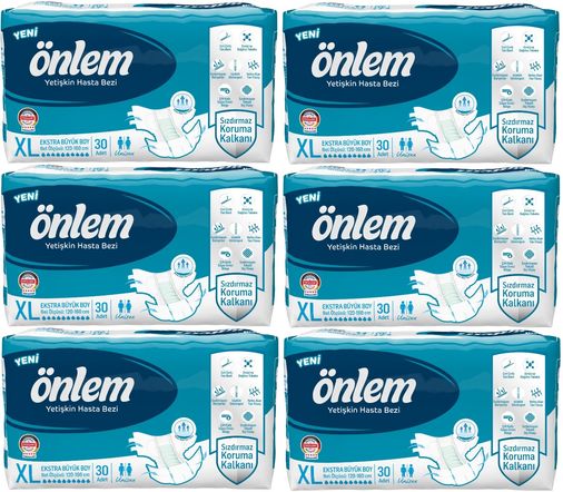 Önlem Yetişkin Bezi Bel Bantlı Tekstil Yüzey XL - Extra Large - Ekstra Büyük 180 Adet (6PK*30)