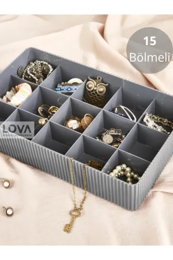 Online Kapında Mutfak-00145 15 Bölmeli Takı Makyaj Organizer - Banyo Çekmece Içi Düzenleyici Set