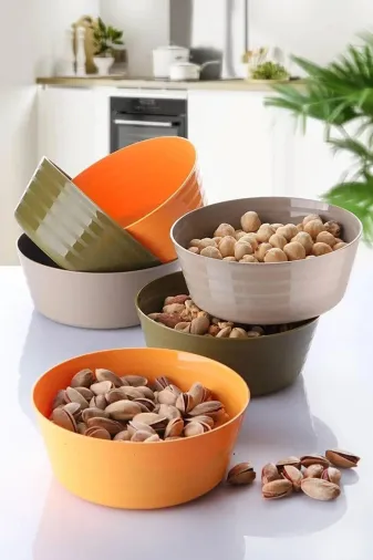 Online Kapında Mutfak-00176 Lüks 12 Adet Plastik Çerezlik Kase Renkli