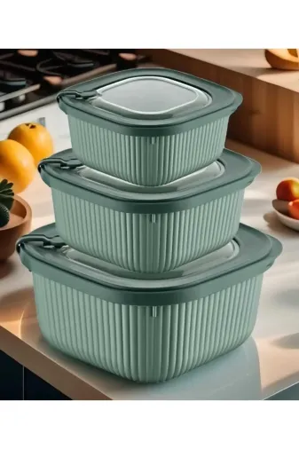 Online Kapında Mutfak-00357 3'lü Micro Line Saklama Kabi (600Ml-1100Ml-1800Ml)