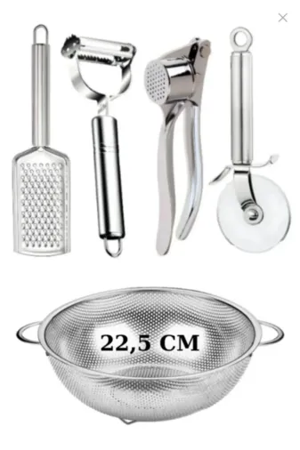 Online Kapında Mutfak-06392 5 Parça 22,5 Cm Sügeç,rende,soyacak,sarımsak Ezici,hamur Ruleti