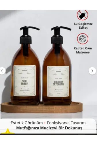 Online Kapında TYC8AEE742AA7973B65040100 Ahşap Stantlı 2’Li Amber Cam Sıvı Sabunluk 500Ml – Şık Ve Fonksiyonel Tasarım
