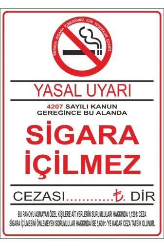 Oracal MT535 Sigara Içilmez Ikaz Uyarı Levhası