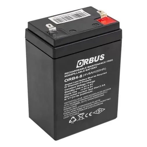 Orbus 4 Volt 8 Amper Kuru Tip Akü Orb4-8 (68*45*95 Mm)