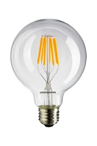 Osaka Light Fled 040 8W 2700 Kelvin Sarı Işık E27 Duylu Şeffaf Flamanlı Led Glop Ampul 928 Lümen E Enerji