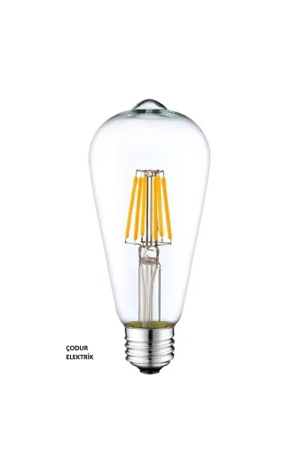 Osaka Light Fled 130 6W = 50W Eşdeğer 2700 Kelvin Sarı Işık E27 Duylu Flamanlı Şeffaf Led Ampül 650 Lümen F Enerji