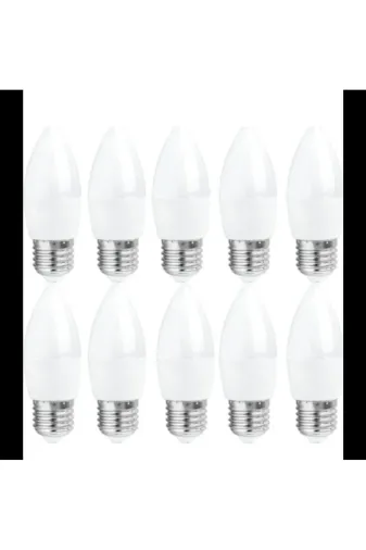 Osaka Light Led 024 10 Lu 10'lu 9W = 70W Eşdeğer 6500 Kelvin Beyaz Işık E27 Kalın Duylu Led Mum Buji Ampul 810 Lümen E Enerji